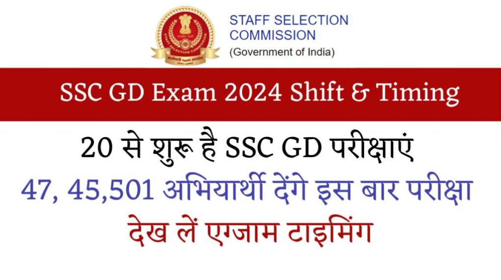 SSC GD Exam 2024 Shift & Timing: SSC GD परीक्षाएं शुरू , 47, 45,501 अभियार्थी देंगे इस बार परीक्षा, देख लें एग्जाम टाइमिंग 1 SSC GD Exam 2024 Shift & Timing: 20 से शुरू है SSC GD परीक्षाएं, 47, 45,501 अभियार्थी देंगे इस बार परीक्षा, देख लें एग्जाम टाइमिंग