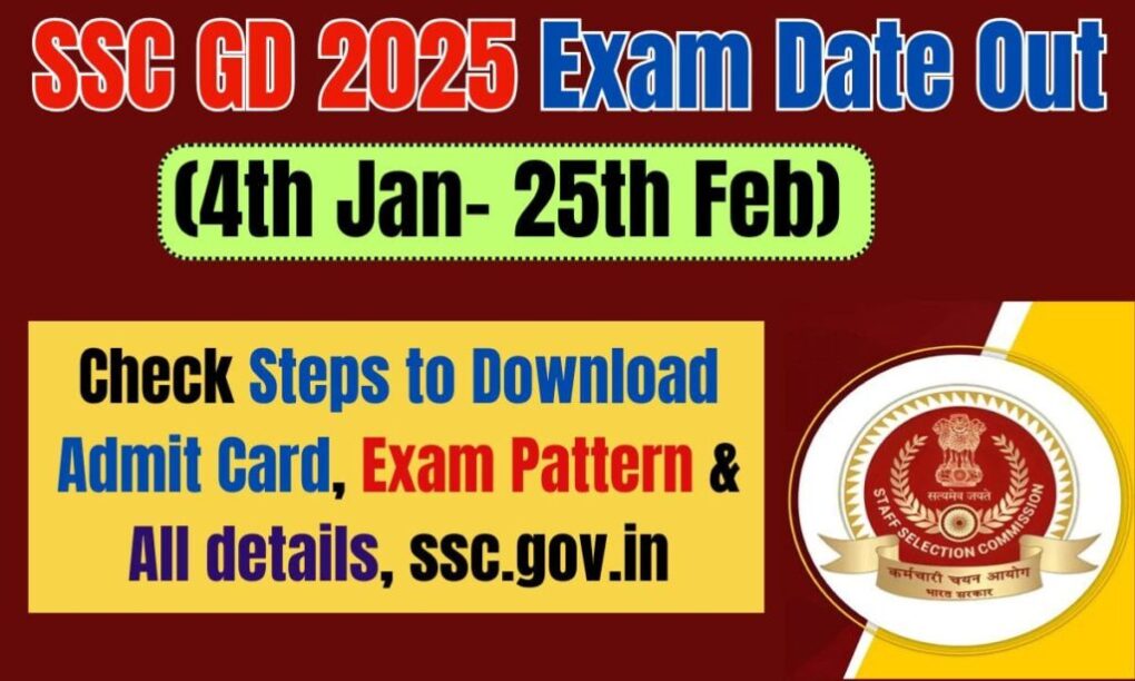SSC GD 2025 Exam Date Out (4th Jan- 25th Feb): Check Steps to Download Admit Card, Exam Pattern & All details, ssc.gov.in 1 SSC GD 2025 Exam Date Out