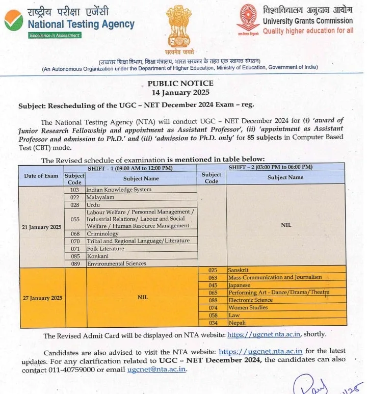 UGC NET Answer Key 2025: 15th Jan Exam Postponed, New Exam Date: 21 & January 27 2 UGC NET examination